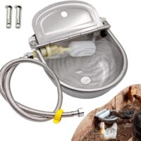 Automatic Water Bowl Dispenser for Dog Large Size Stainless-Steel Waterer Feeder Self Filling Trough for Poultry and Livestock