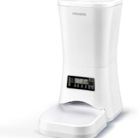 DOGNESS 9L Automatic Dog Feeder Large Breed, Timed Dog Feeder Extra Large, Programmable Auto Pet Food Dispenser Feeder, Portion Control, Voice Recording, Battery and Plug-in Power (White)