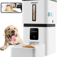 DoHonest Automatic Dog Feeder with Camera: 5G WiFi Easy Setup 8L Motion Detection Smart Cat Food Dispenser 1080P HD Video Recording 2-Way Audio Timed Pet Feeder App Control Night Vision S15
