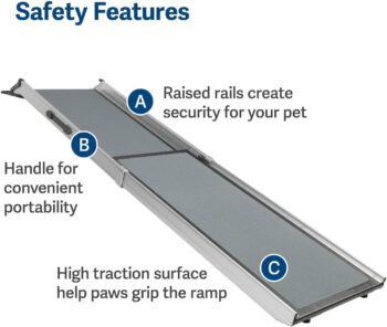 PetSafe Happy Ride Telescoping Dog Ramp Extends from 39-71 Inches No Slip High Traction Surface Collapsible and Locking for Easy Storage For Trucks, SUVs, and Cars Weighs Only 13 Pounds